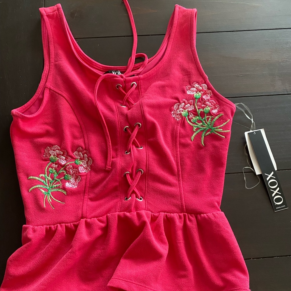 NEW with tags hot pink lace up tank top
